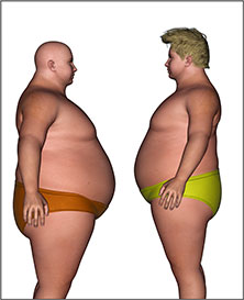 Ilustración de dos jóvenes obesos