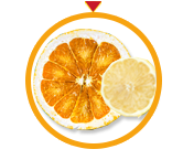 Una naranja y un limón partidos